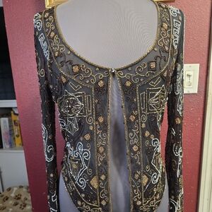 VINTAGE " CHLOE " SHEER BEADED TOP